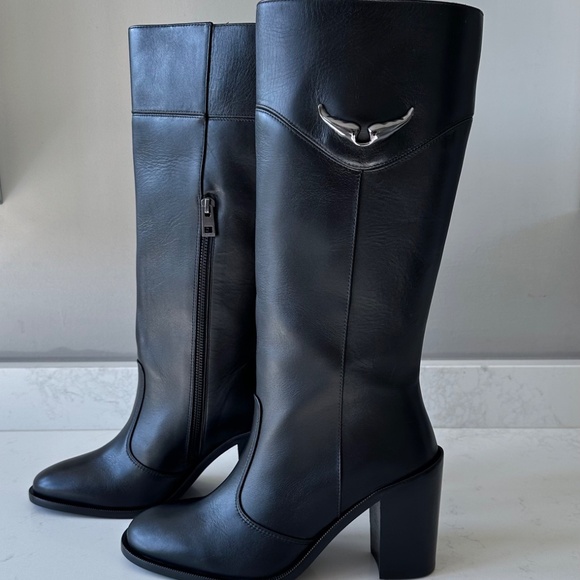 NIB | Zadig & Voltaire | Preiser | Black Leather Tall Boots - Picture 7 of 11